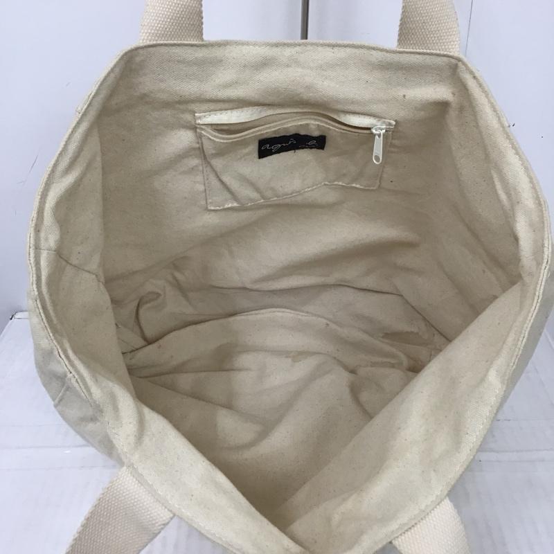 アニエス・ベー agnes b. トートバッグ トートバッグ キャンバス ロゴ、文字 アイボリー / アイボリー /  レディース USED 古着 中古 10099621