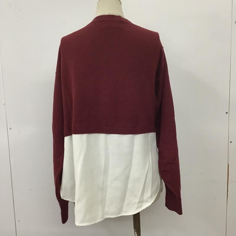 アズールバイマウジー AZUL BY MOUSSY カットソー 長袖 250EAB70-441I レイヤード風 ニット S 無地 えんじ / ワインレッド / X 白 / ホワイト /  レディース USED 古着 中古 10099642