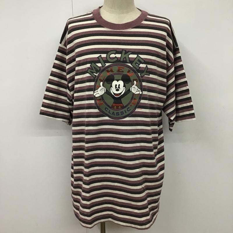 古着 USED Tシャツ 半袖 ミッキーマウス ディズニー プリント XL ボーダー柄 黒 / ブラック / X 紫 / パープル / X アイボリー / アイボリー /  メンズ USED 古着 中古 10099688