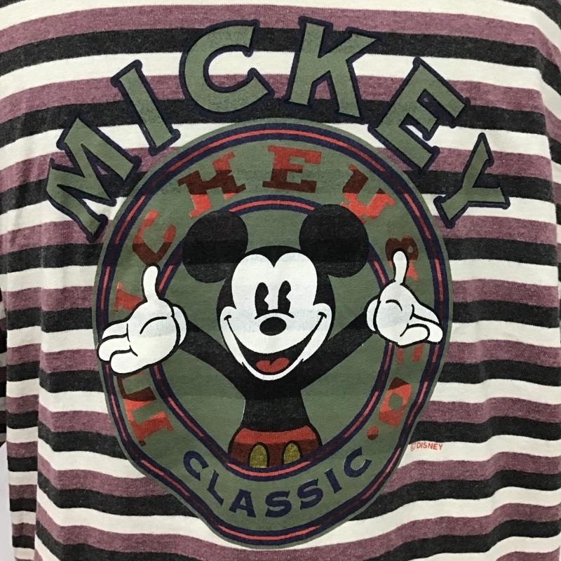 古着 USED Tシャツ 半袖 ミッキーマウス ディズニー プリント XL ボーダー柄 黒 / ブラック / X 紫 / パープル / X アイボリー / アイボリー /  メンズ USED 古着 中古 10099688