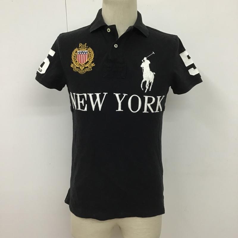ポロラルフローレン POLO RALPH LAUREN ポロシャツ 半袖 半袖ポロシャツ カラーシャツカットソー 刺繍カットソー 半袖カットソー XS ロゴ、文字 黒 / ブラック /  メンズ USED 古着 中古 10099748