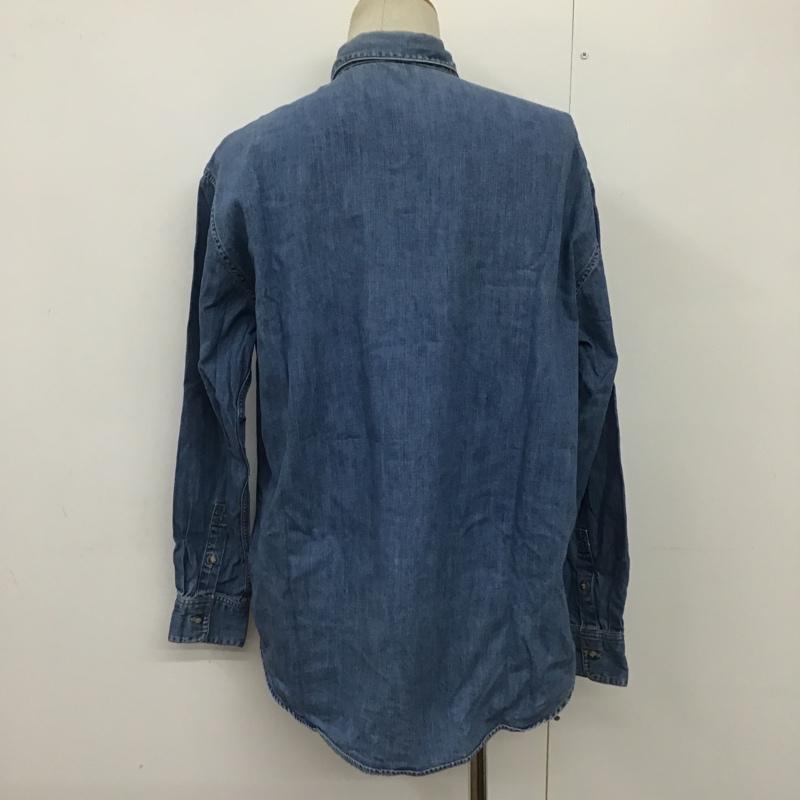 パパス PAPAS シャツ、ブラウス 長袖 デニムカジュアルシャツ 長袖シャツ カラーシャツ ポケットシャツ ロゴ、文字 インディゴ / インディゴ /  メンズ USED 古着 中古 10099872