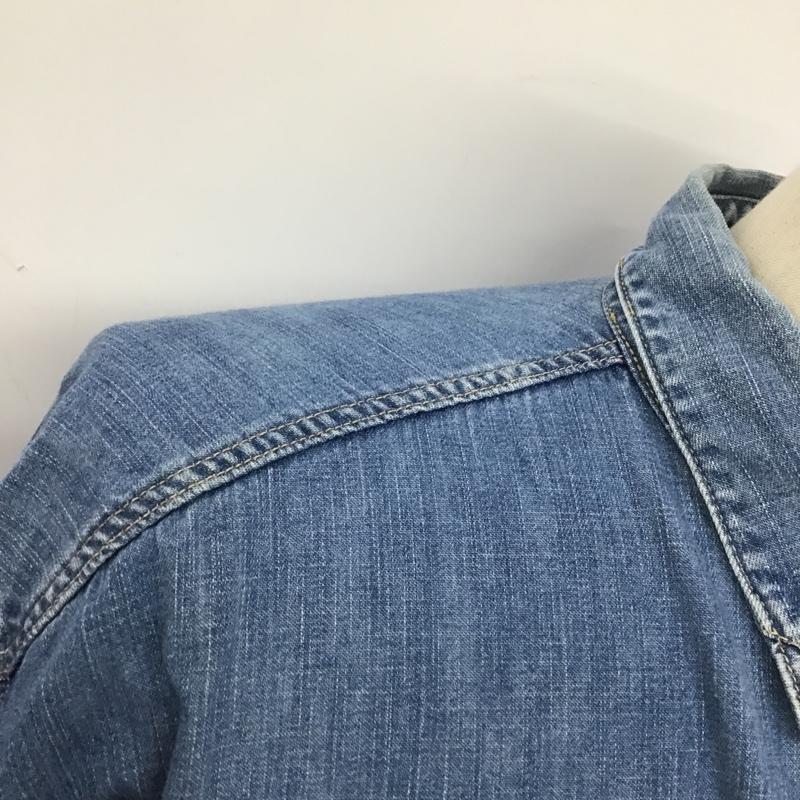 パパス PAPAS シャツ、ブラウス 長袖 デニムカジュアルシャツ 長袖シャツ カラーシャツ ポケットシャツ ロゴ、文字 インディゴ / インディゴ /  メンズ USED 古着 中古 10099872