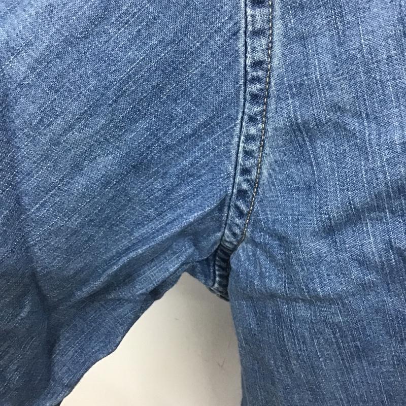 パパス PAPAS シャツ、ブラウス 長袖 デニムカジュアルシャツ 長袖シャツ カラーシャツ ポケットシャツ ロゴ、文字 インディゴ / インディゴ /  メンズ USED 古着 中古 10099872