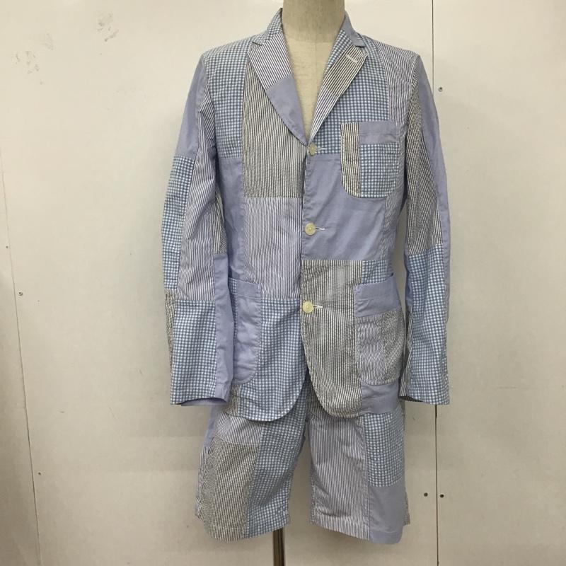 ビームス BEAMS セットアップ セットアップ 11-16-0262-803 セットアップ ギンガムチェックジャケット ハーフパンツ ショートパンツ M ストライプ X チェック 水色 / ライトブルー /  メンズ USED 古着 中古 10099889