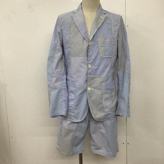 ビームス BEAMS セットアップ セットアップ 11-16-0262-803 セットアップ ギンガムチェックジャケット ハーフパンツ ショートパンツ M ストライプ X チェック 水色 / ライトブルー /  メンズ USED 古着 中古 10099889