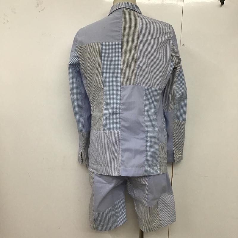 ビームス BEAMS セットアップ セットアップ 11-16-0262-803 セットアップ ギンガムチェックジャケット ハーフパンツ ショートパンツ M ストライプ X チェック 水色 / ライトブルー /  メンズ USED 古着 中古 10099889