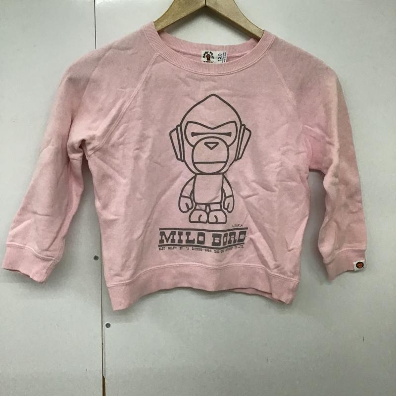 アベイシングエイプ A BATHING APE トレーナー 長袖 長袖スウェット 長袖トレーナー リブカットソー 長袖カットソー プリントトレーナー 120cm ロゴ、文字 桃 / ピンク /  ボーイズ USED 古着 中古 10099919