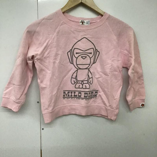 アベイシングエイプ A BATHING APE トレーナー 長袖 長袖スウェット 長袖トレーナー リブカットソー 長袖カットソー プリントトレーナー 120cm ロゴ、文字 桃 / ピンク /  ボーイズ USED 古着 中古 10099919