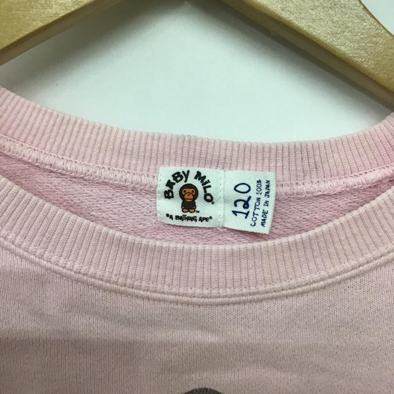 アベイシングエイプ A BATHING APE トレーナー 長袖 長袖スウェット 長袖トレーナー リブカットソー 長袖カットソー プリントトレーナー 120cm ロゴ、文字 桃 / ピンク /  ボーイズ USED 古着 中古 10099919