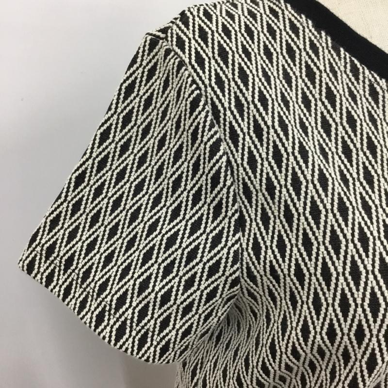 ザラ ZARA TRAFALUC カットソー 半袖 クルーネック M 総柄 黒 / ブラック / X 白 / ホワイト /  レディース USED 古着 中古 10099934