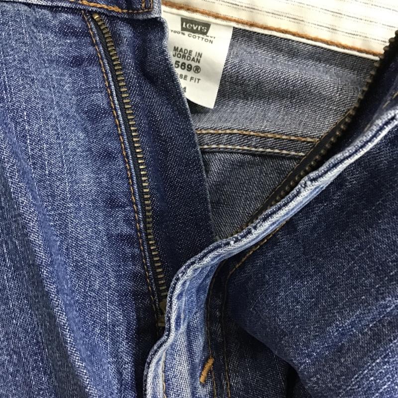リーバイス Levi's パンツ ショートパンツ 569 LOOSE FIT デニム ジーンズ W34 34インチ 無地 青 / ブルー /  メンズ USED 古着 中古 10099960