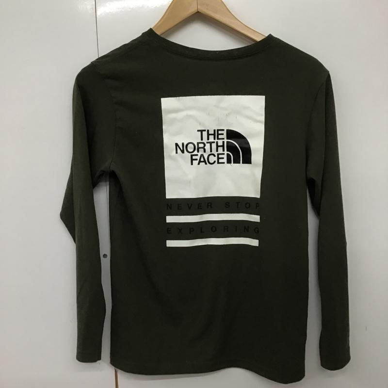 ザノースフェイス THE NORTH FACE カットソー 長袖 NTJ12134 バグフリーバックロゴロンT 長袖Tシャツ キッズ 虫よけ プリントTシャツ 150cm ロゴ、文字 カーキ / カーキ /  ボーイズ USED 古着 中古 10099967