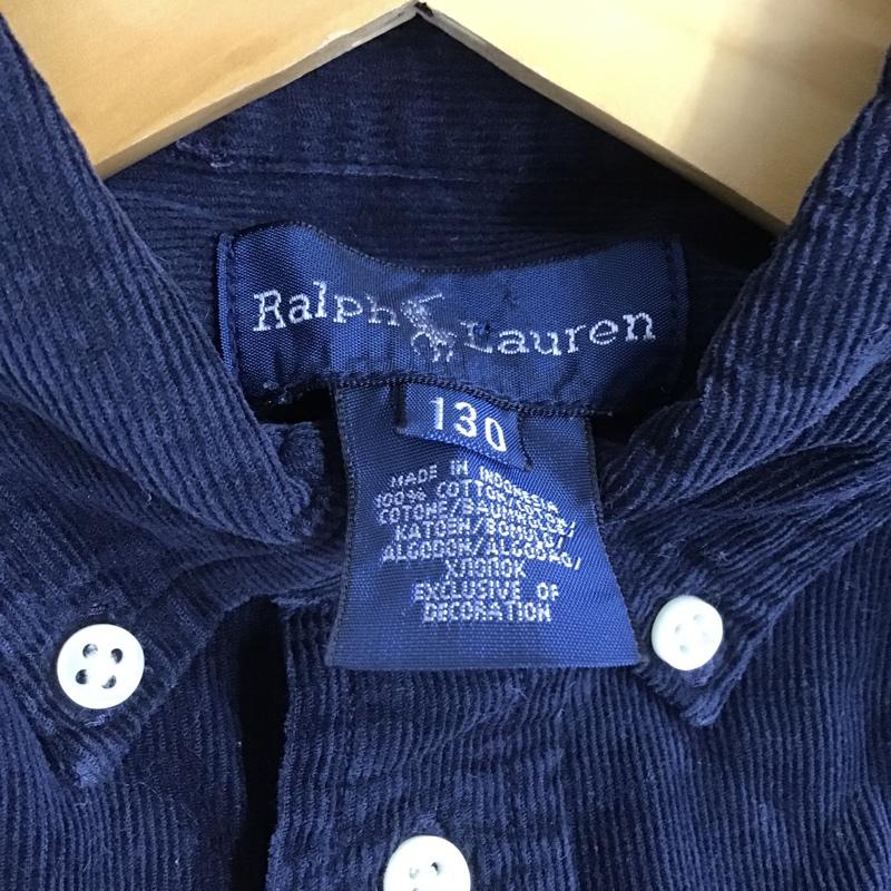 ラルフローレン RALPHLAUREN シャツ、ブラウス 長袖 長袖シャツ カジュアルシャツ カラーシャツ ボタンダウンシャツ 刺繍シャツ 130cm ロゴ、文字 X 刺繍 紺 / ネイビー /  メンズ USED 古着 中古 10099969