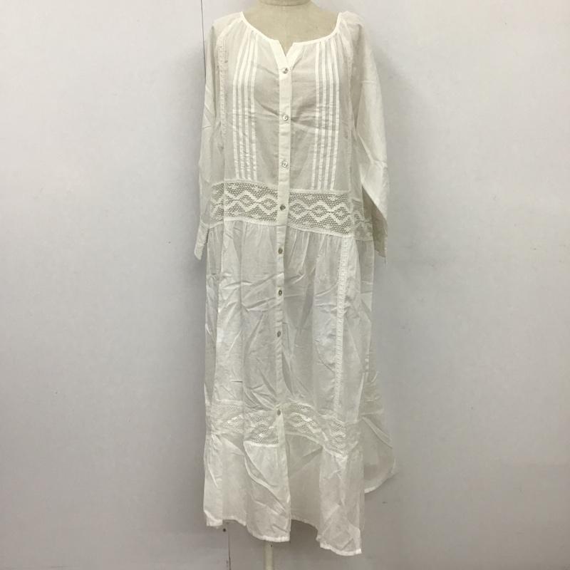 サマンサモスモス Samansa Mos2 ワンピース ロングスカート 1106194-24-11 ボイルピンタックレース前開きワンピース ロングワンピース フレアロングワンピース FREE 無地 白 / ホワイト /  レディース USED 古着 中古 10099995