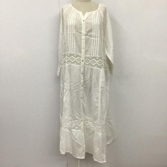サマンサモスモス Samansa Mos2 ワンピース ロングスカート 1106194-24-11 ボイルピンタックレース前開きワンピース ロングワンピース フレアロングワンピース FREE 無地 白 / ホワイト /  レディース USED 古着 中古 10099995