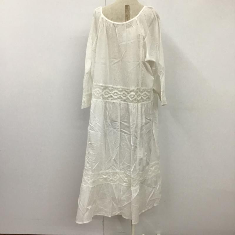 サマンサモスモス Samansa Mos2 ワンピース ロングスカート 1106194-24-11 ボイルピンタックレース前開きワンピース ロングワンピース フレアロングワンピース FREE 無地 白 / ホワイト /  レディース USED 古着 中古 10099995