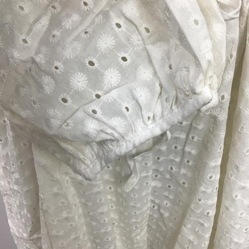 ザラ ZARA ワンピース ロングスカート 長袖ワンピース フレアワンピース ウエスト切り替えワンピース ロングワンピース L 総柄 X 刺繍 白 / ホワイト /  レディース USED 古着 中古 10099999