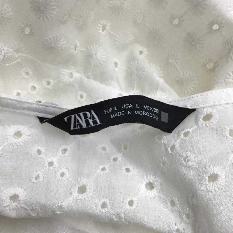 ザラ ZARA ワンピース ロングスカート 長袖ワンピース フレアワンピース ウエスト切り替えワンピース ロングワンピース L 総柄 X 刺繍 白 / ホワイト /  レディース USED 古着 中古 10099999