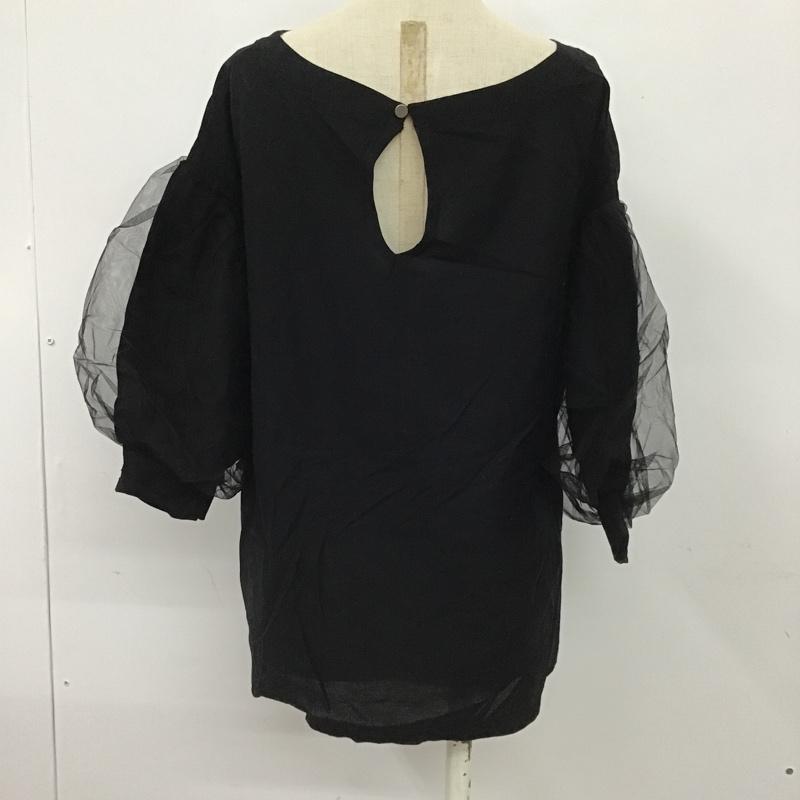 ジーナシス JEANASIS カットソー 半袖 JS062870SB チュールボリュームスリーブカットソー クルーネックカットソー 半袖カットソー FREE 無地 黒 / ブラック /  レディース USED 古着 中古 10100000
