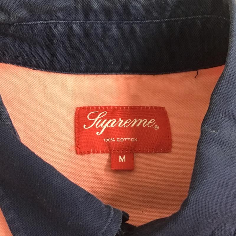 シュプリーム Supreme シャツ、ブラウス 長袖 14SS Canvas Pullover Shirt ハーフジップ M ワンポイント 紺 / ネイビー / X 桃 / ピンク /  メンズ USED 古着 中古 10100065