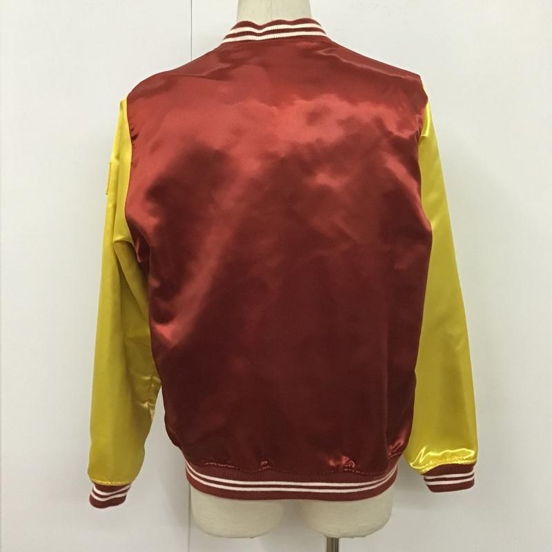 シュプリーム Supreme ジャケット、上着 ジャンパー、ブルゾン 15SS Satin Club Jacket 星条旗 M ロゴ、文字 黄 / イエロー / X えんじ / ワインレッド /  メンズ USED 古着 中古 10100074