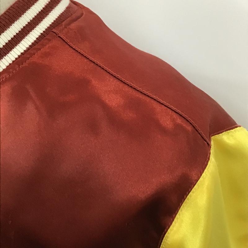 シュプリーム Supreme ジャケット、上着 ジャンパー、ブルゾン 15SS Satin Club Jacket 星条旗 M ロゴ、文字 黄 / イエロー / X えんじ / ワインレッド /  メンズ USED 古着 中古 10100074