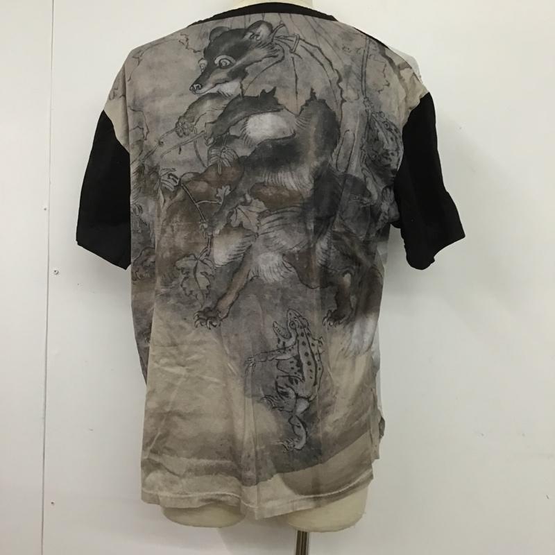 グラウンドワイ Ground Y Tシャツ 半袖 GT-T69-045 鳥獣戯画 Tシャツ 半袖カットソー クルーネックカットソー プリントTシャツ 3 プリント 黒 / ブラック / X 灰 / グレー /  メンズ USED 古着 中古 10100129