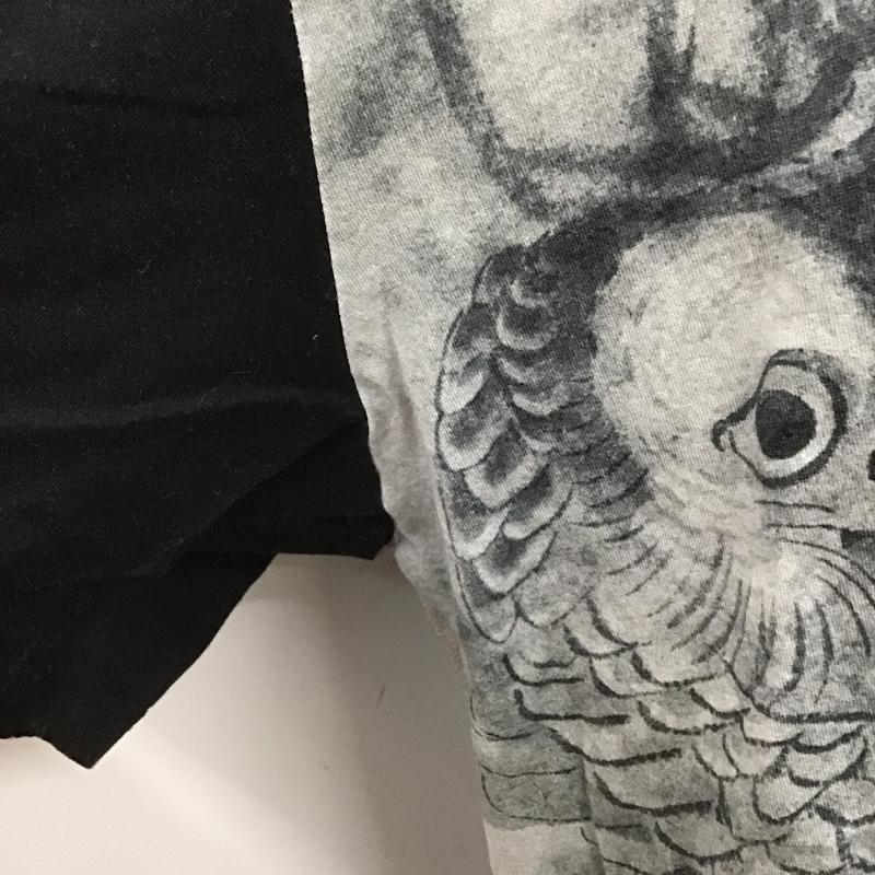 グラウンドワイ Ground Y Tシャツ 半袖 GT-T69-045 鳥獣戯画 Tシャツ 半袖カットソー クルーネックカットソー プリントTシャツ 3 プリント 黒 / ブラック / X 灰 / グレー /  メンズ USED 古着 中古 10100129