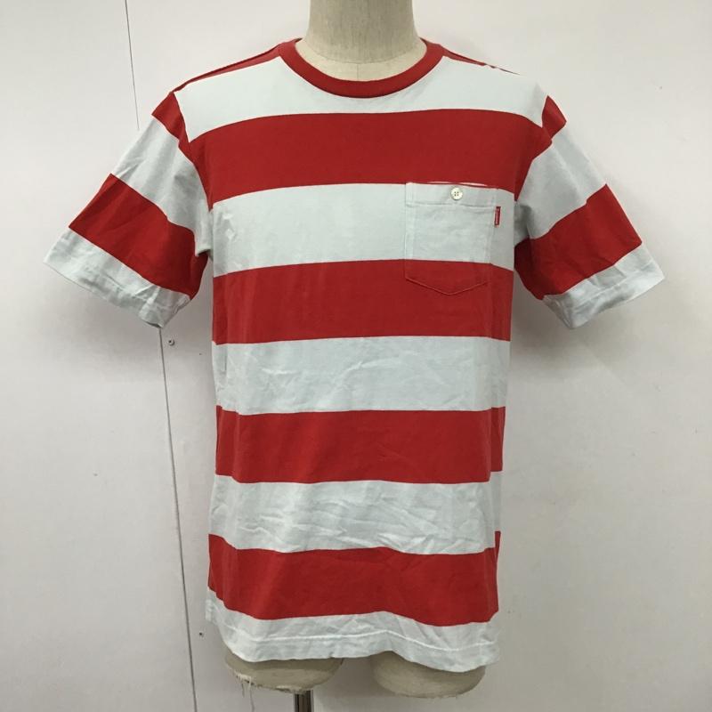 シュプリーム Supreme Tシャツ 半袖 クルーネック 胸ポケット S ボーダー柄 赤 / レッド / X 水色 / ライトブルー /  メンズ USED 古着 中古 10100150