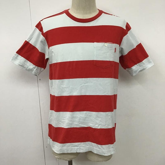 シュプリーム Supreme Tシャツ 半袖 クルーネック 胸ポケット S ボーダー柄 赤 / レッド / X 水色 / ライトブルー /  メンズ USED 古着 中古 10100150