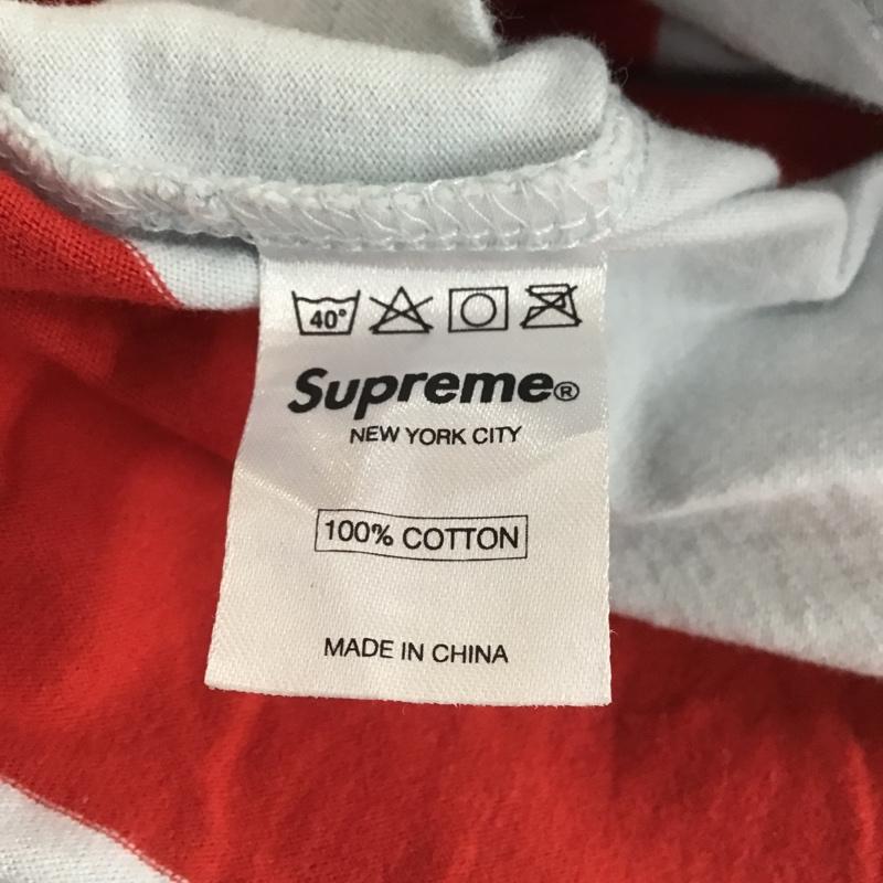 シュプリーム Supreme Tシャツ 半袖 クルーネック 胸ポケット S ボーダー柄 赤 / レッド / X 水色 / ライトブルー /  メンズ USED 古着 中古 10100150