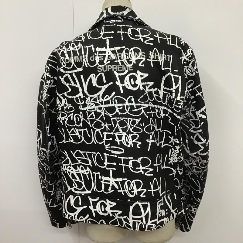 シュプリーム Supreme ジャケット、上着 ジャンパー、ブルゾン 18AW ペインテッドパーフェクトレザージャケット ダブルライダースジャケット 牛革 Supreme×COMMEdesGARÇONS コラボ XL ロゴ、文字 X 総柄 黒 / ブラック /  メンズ USED 古着 中古 10100186