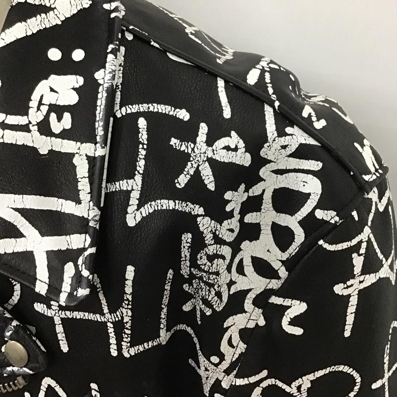 シュプリーム Supreme ジャケット、上着 ジャンパー、ブルゾン 18AW ペインテッドパーフェクトレザージャケット ダブルライダースジャケット 牛革 Supreme×COMMEdesGARÇONS コラボ XL ロゴ、文字 X 総柄 黒 / ブラック /  メンズ USED 古着 中古 10100186