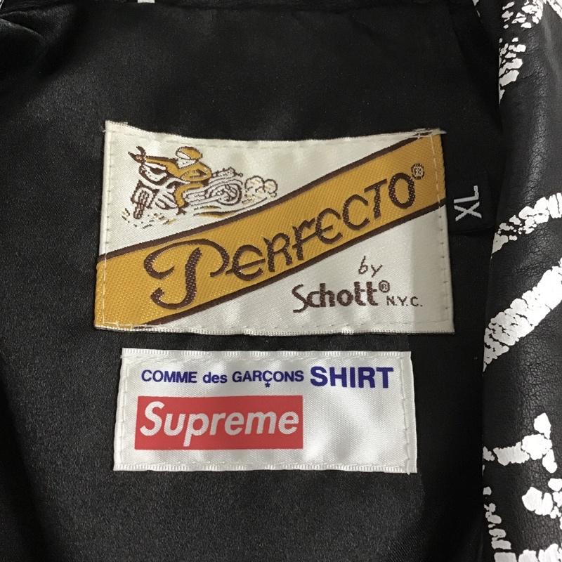シュプリーム Supreme ジャケット、上着 ジャンパー、ブルゾン 18AW ペインテッドパーフェクトレザージャケット ダブルライダースジャケット 牛革 Supreme×COMMEdesGARÇONS コラボ XL ロゴ、文字 X 総柄 黒 / ブラック /  メンズ USED 古着 中古 10100186
