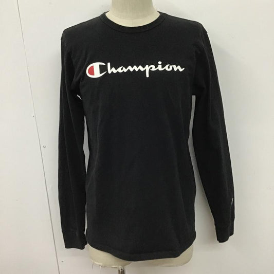 チャンピオン Champion カットソー 長袖 長袖カットソー クルーネックカットソー ロングスリーブカットソー プリントTシャツ M プリント 黒 / ブラック /  メンズ USED 古着 中古 10100205