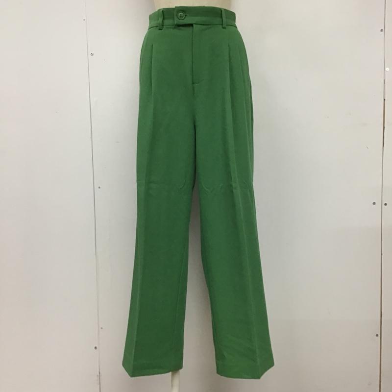 ジーナシス JEANASIS パンツ スラックス JS050553MC タックセンタープレスパンツ ワイドパンツ スラックス FREE 無地 緑 / グリーン /  レディース USED 古着 中古 10100246