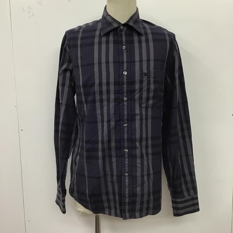 バーバリーロンドン Burberry London シャツ、ブラウス 長袖 長袖シャツ チェックシャツ カラーシャツ カジュアルシャツ M チェック 紺 / ネイビー / X 紫 / パープル /  メンズ USED 古着 中古 10100271