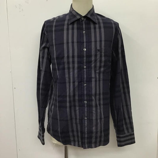 バーバリーロンドン Burberry London シャツ、ブラウス 長袖 長袖シャツ チェックシャツ カラーシャツ カジュアルシャツ M チェック 紺 / ネイビー / X 紫 / パープル /  メンズ USED 古着 中古 10100271