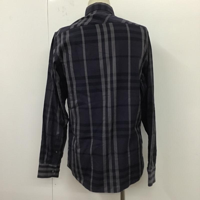 バーバリーロンドン Burberry London シャツ、ブラウス 長袖 長袖シャツ チェックシャツ カラーシャツ カジュアルシャツ M チェック 紺 / ネイビー / X 紫 / パープル /  メンズ USED 古着 中古 10100271