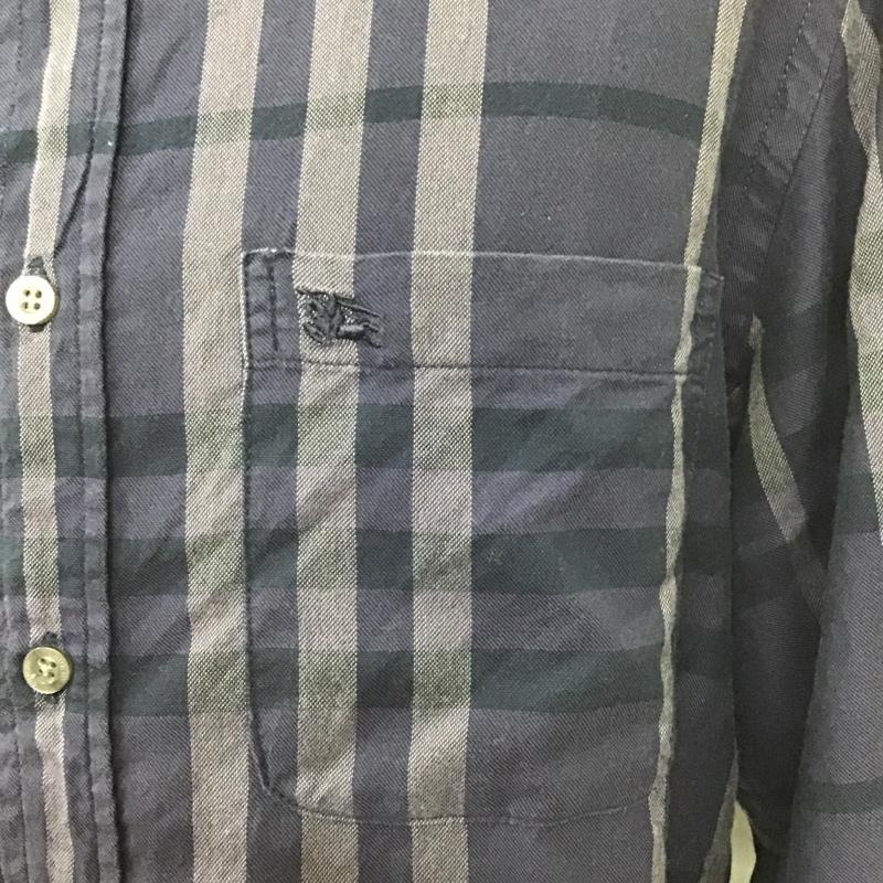 バーバリーロンドン Burberry London シャツ、ブラウス 長袖 長袖シャツ チェックシャツ カラーシャツ カジュアルシャツ M チェック 紺 / ネイビー / X 紫 / パープル /  メンズ USED 古着 中古 10100271