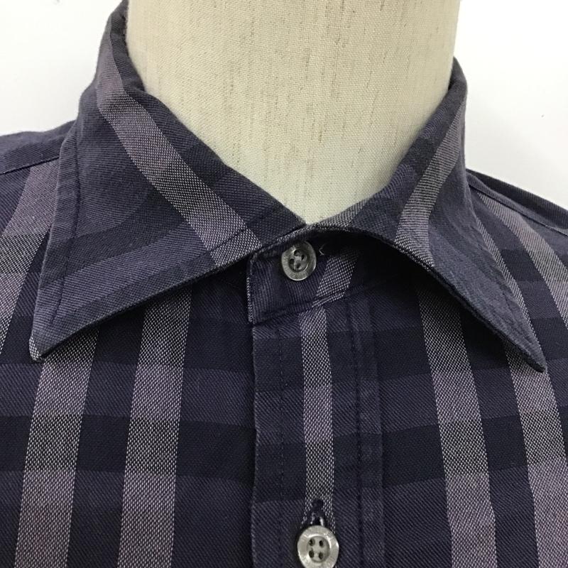 バーバリーロンドン Burberry London シャツ、ブラウス 長袖 長袖シャツ チェックシャツ カラーシャツ カジュアルシャツ M チェック 紺 / ネイビー / X 紫 / パープル /  メンズ USED 古着 中古 10100271