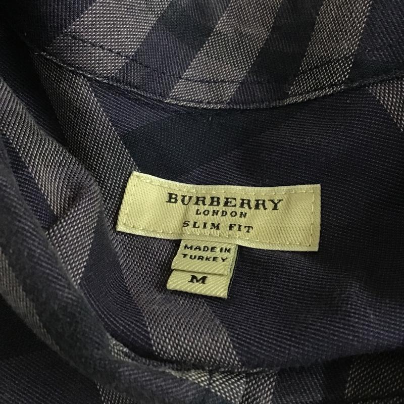 バーバリーロンドン Burberry London シャツ、ブラウス 長袖 長袖シャツ チェックシャツ カラーシャツ カジュアルシャツ M チェック 紺 / ネイビー / X 紫 / パープル /  メンズ USED 古着 中古 10100271