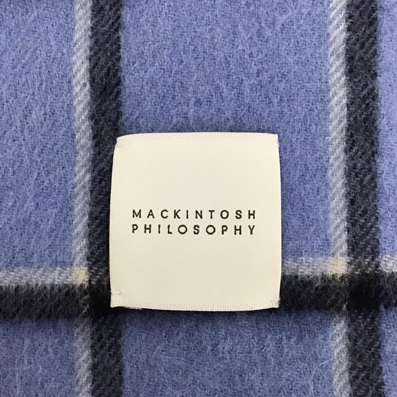マッキントッシュフィロソフィー MACKINTOSH PHILOSOPH マフラー マフラー H1720-289-25 カシミヤ フリンジ ロゴ チェック 水色 / ライトブルー / X 白 / ホワイト / X 紺 / ネイビー /  レディース USED 古着 中古 10100332