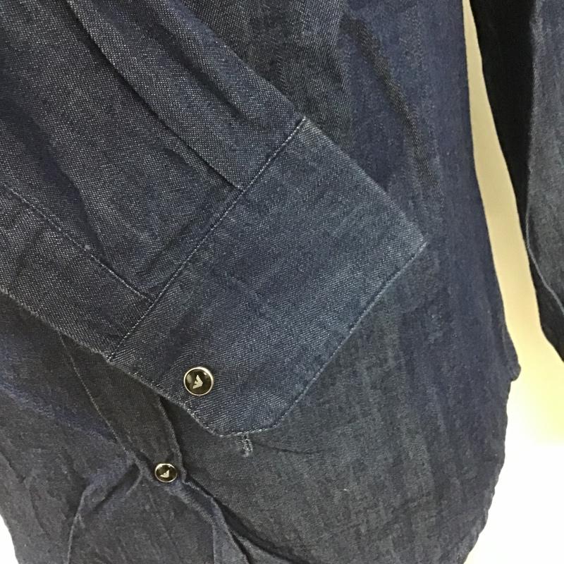 エンポリオアルマーニ EMPORIO ARMANI シャツ、ブラウス 長袖 6G1C67 1D5WZ SLIM FIT S 無地 インディゴ / インディゴ /  メンズ USED 古着 中古 10100345