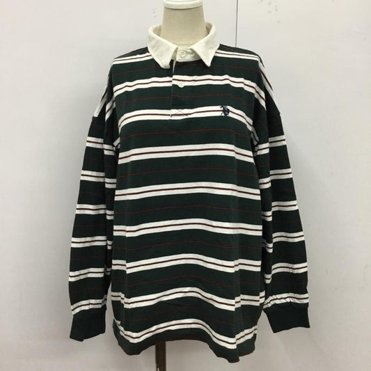 ユーエスポロアッスン U.S.POLO ASSN. ポロシャツ 長袖 PLL13231WG ラガーシャツ ボーダー FREE ワンポイント 白 / ホワイト / X 黒 / ブラック / X えんじ / ワインレッド / X 緑 / グリーン /  レディース USED 古着 中古 10100359