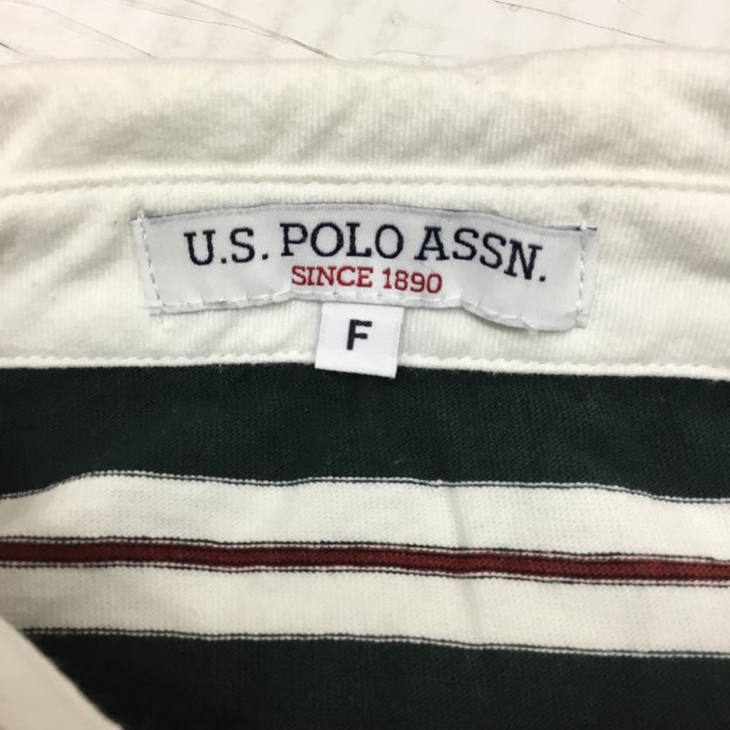 ユーエスポロアッスン U.S.POLO ASSN. ポロシャツ 長袖 PLL13231WG ラガーシャツ ボーダー FREE ワンポイント 白 / ホワイト / X 黒 / ブラック / X えんじ / ワインレッド / X 緑 / グリーン /  レディース USED 古着 中古 10100359