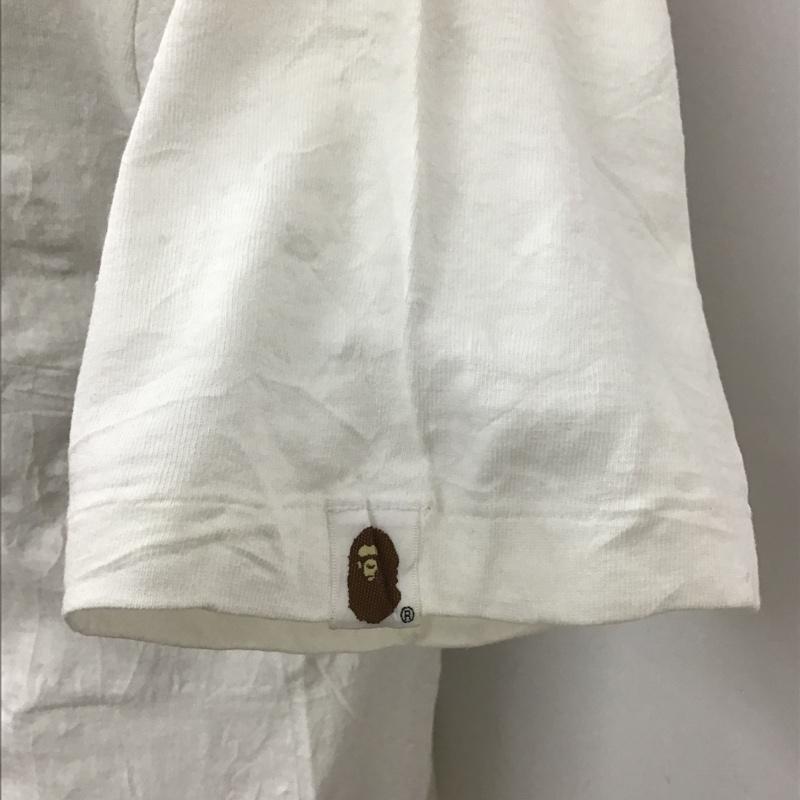アベイシングエイプ A BATHING APE Tシャツ 半袖 半袖カットソー プリントTシャツ クルーネックカットソー L プリント 白 / ホワイト /  メンズ USED 古着 中古 10100369