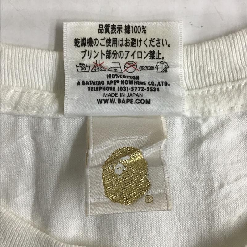 アベイシングエイプ A BATHING APE Tシャツ 半袖 半袖カットソー プリントTシャツ クルーネックカットソー L プリント 白 / ホワイト /  メンズ USED 古着 中古 10100369