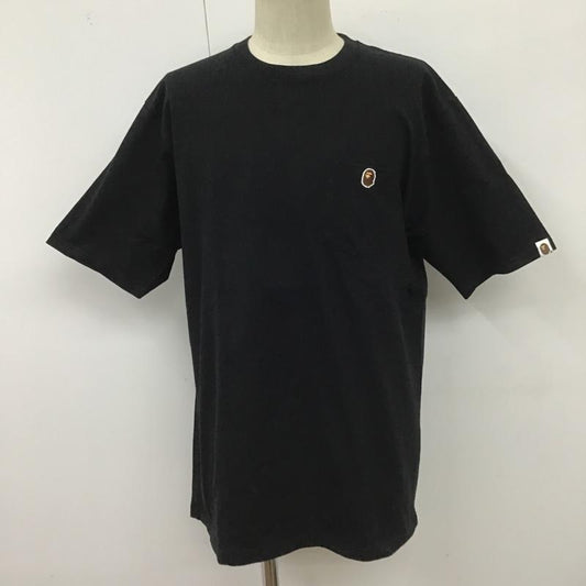 アベイシングエイプ A BATHING APE Tシャツ 半袖 半袖カットソー プリントTシャツ クルーネックカットソー XXL ロゴ、文字 黒 / ブラック /  メンズ USED 古着 中古 10100376